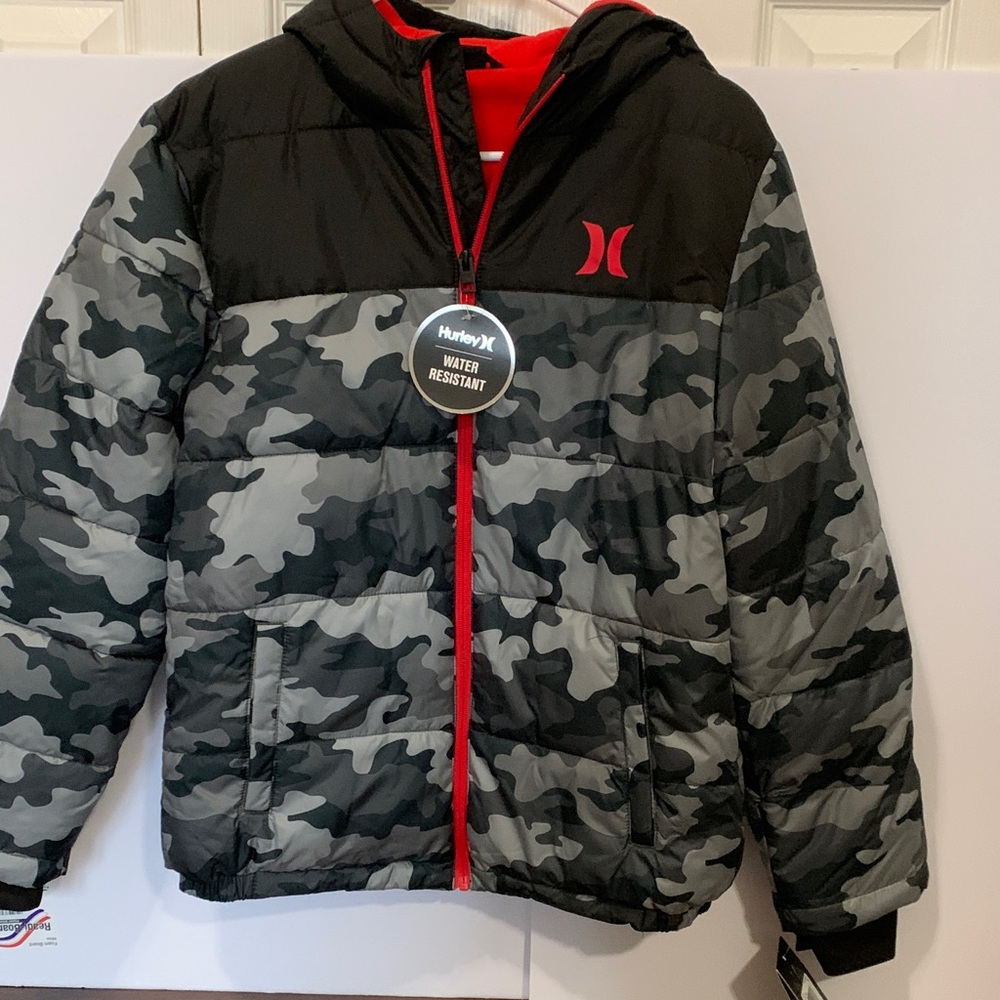Hurley Black and Gray Camo Jacket